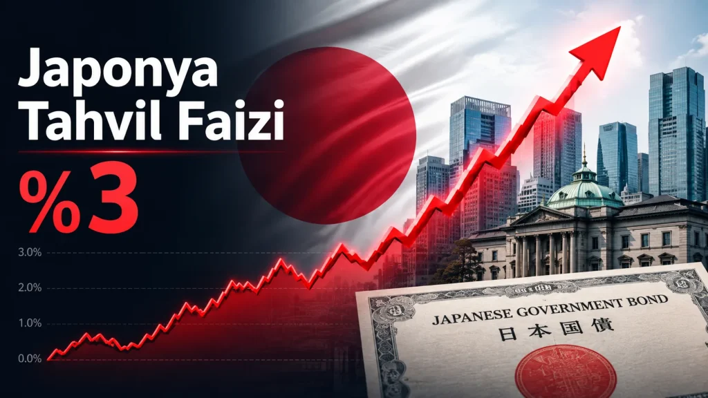 Japonya’nın 10 yıllık tahvil faizinin yüzde 3 seviyesine yükselişini anlatan öne çıkan görsel.