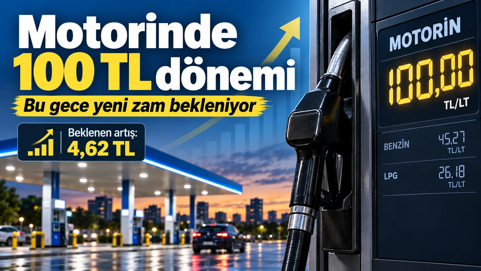 Motorine zam bekleniyor litre fiyatının 100 TL'yi aşması bekleniyor.