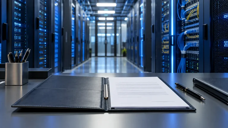 Fiber bağlantılı telekomünikasyon sunucularının önündeki onay dosyası