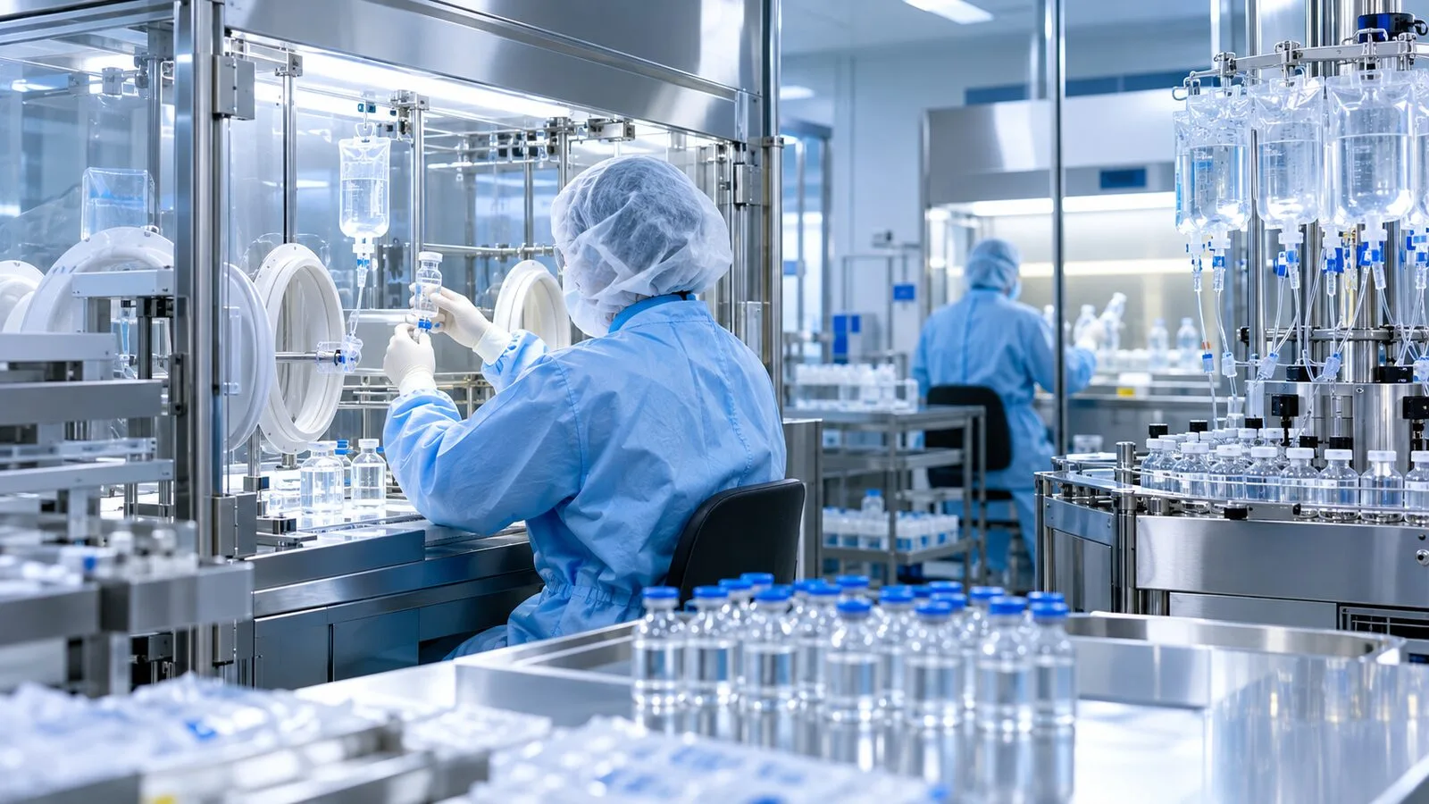 Steril laboratuvarda kemoterapi ilacı hazırlama ekipmanları ve infüzyon torbaları