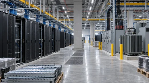 Büyük ölçekli veri merkezinde elektrik altyapısı ve kablo sistemlerinin kurulumu