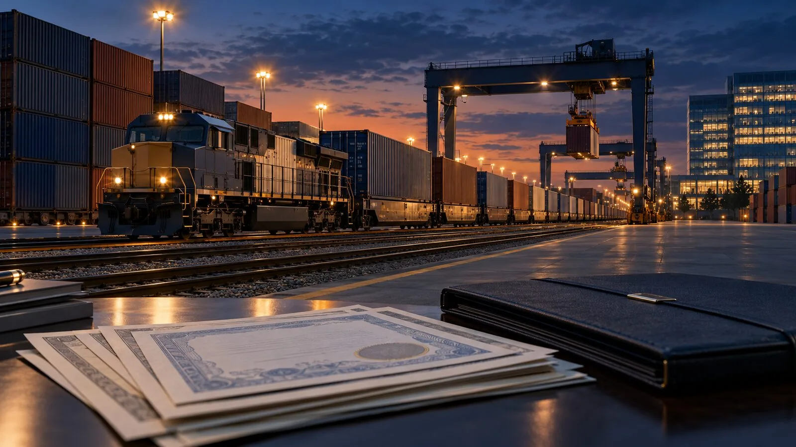 Konteyner treni ve yatırım portföyünü temsil eden belgeler