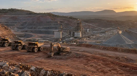 Brezilya’daki Grota do Cirilo lityum madeninde hareketsiz iş makineleri ve cevher işleme tesisi