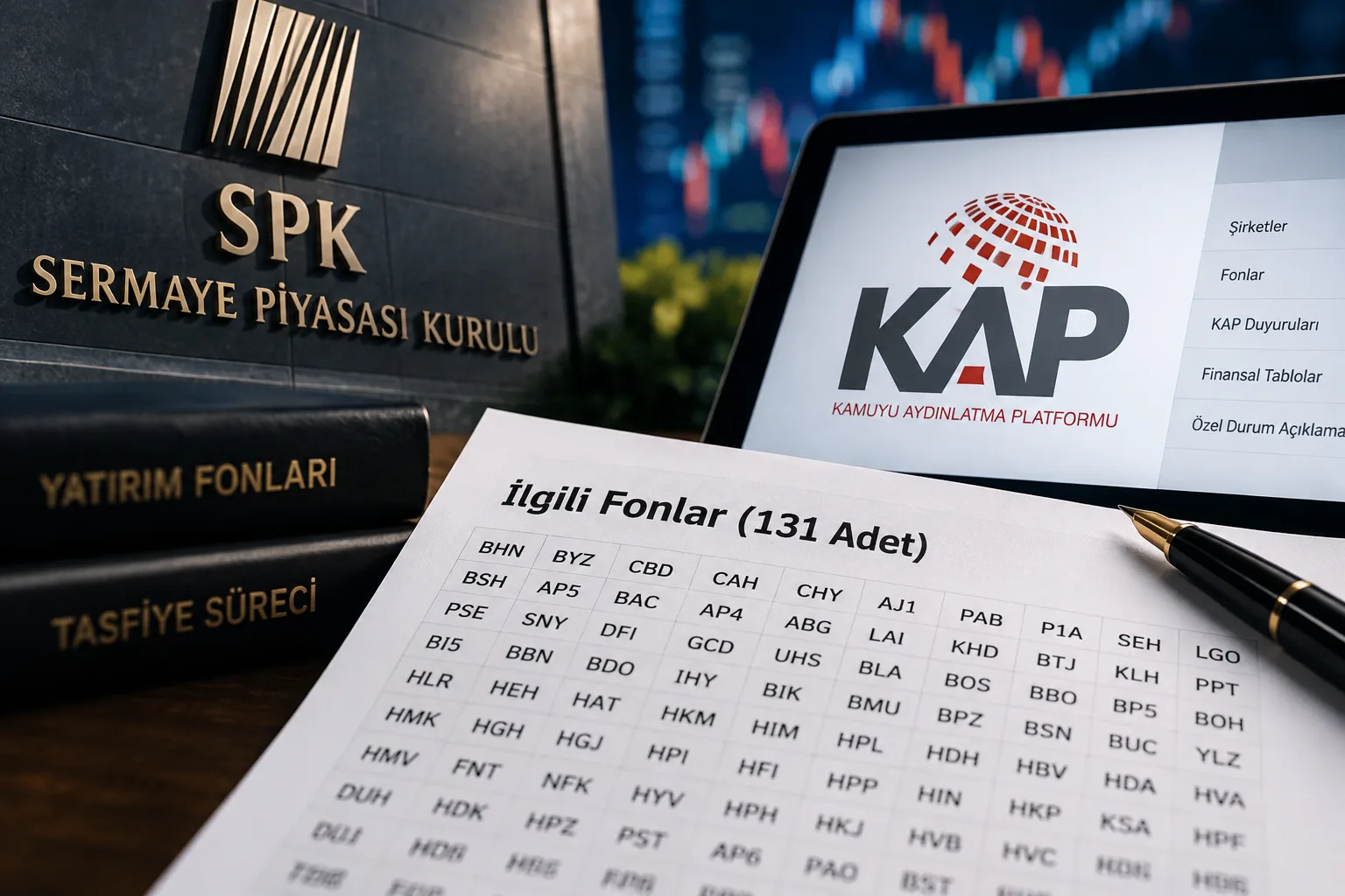 SPK kararıyla tasfiye kapsamına alınan 131 yatırım fonunun KAP listesi.