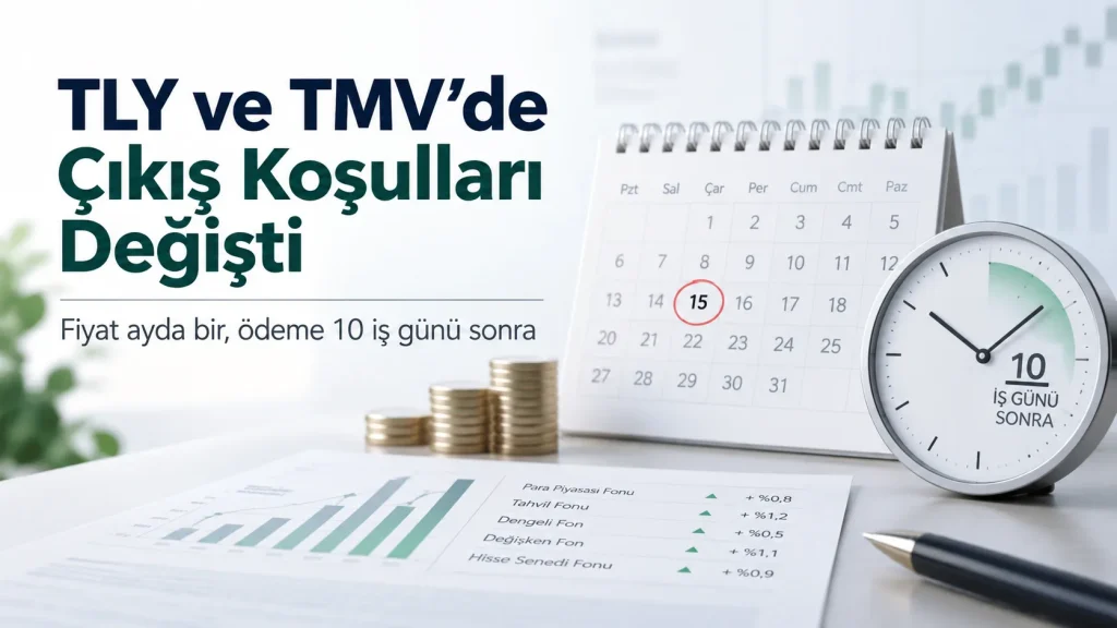TLY ve TMV fonlarında aylık fiyatlama ve satış bedelinin 10 iş günü sonra ödenmesine ilişkin yeni çıkış koşulları.