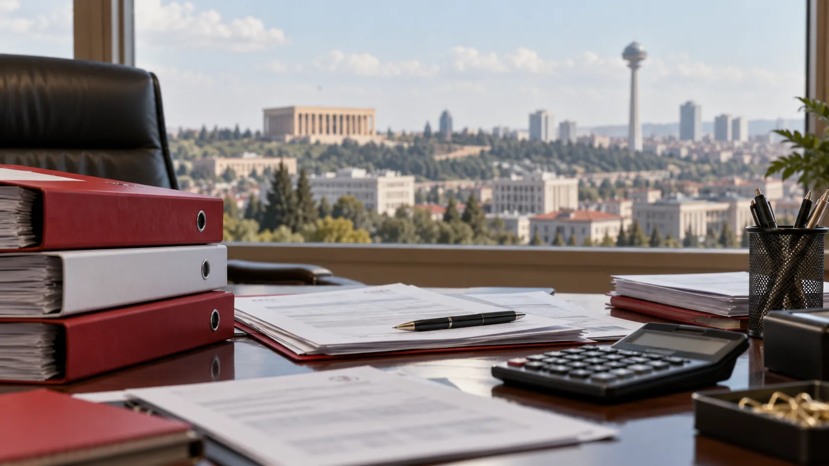 Ankara'da mali belgeler ve hesap makinesi bulunan kamu bütçesi çalışma masası