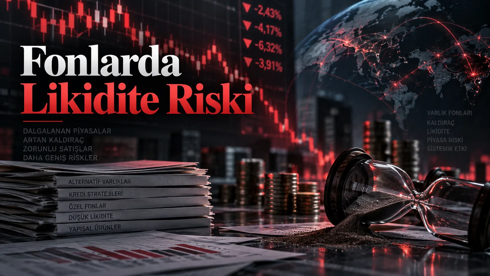 Türkiye yatırım fonlarında likidite ve kaldıraç riskini temsil eden finans piyasası görseli
