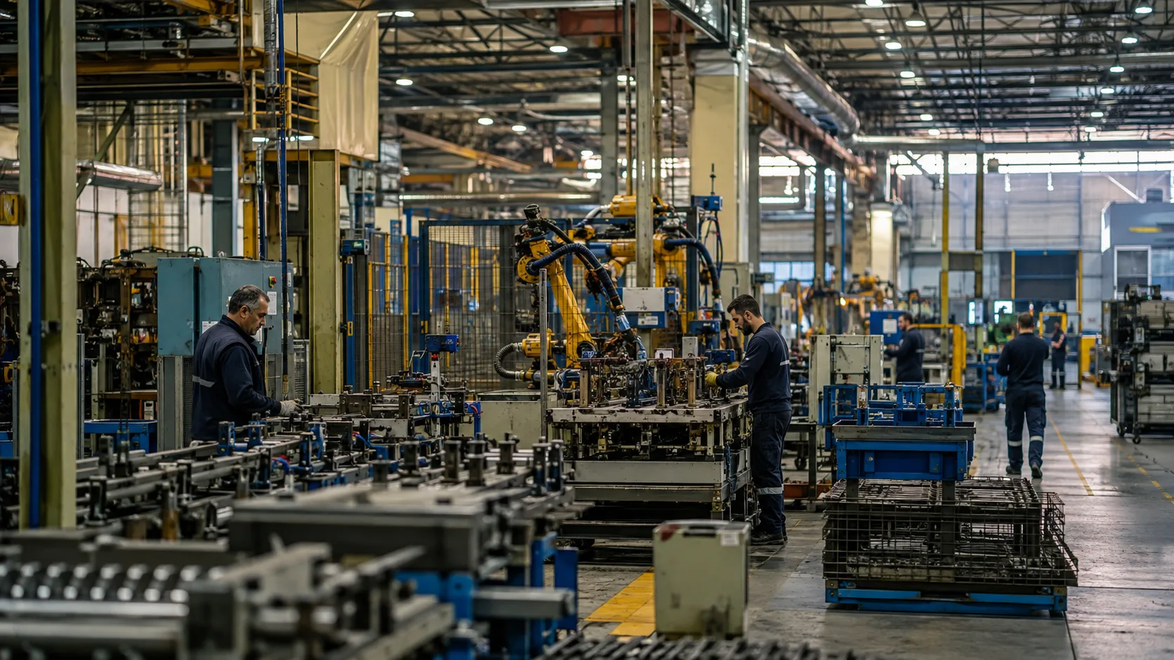 Türkiye’de modern bir fabrikada çalışan üretim hattı ve makineler