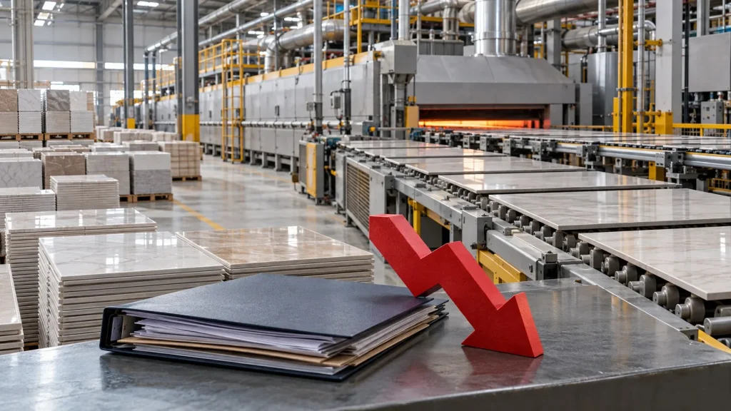 Seramik fabrikasında negatif kredi görünümünü anlatan finans evrakı