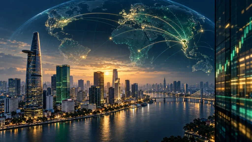 Vietnam finans merkezi ve küresel endeks ağına katılımı simgeleyen sermaye akışları
