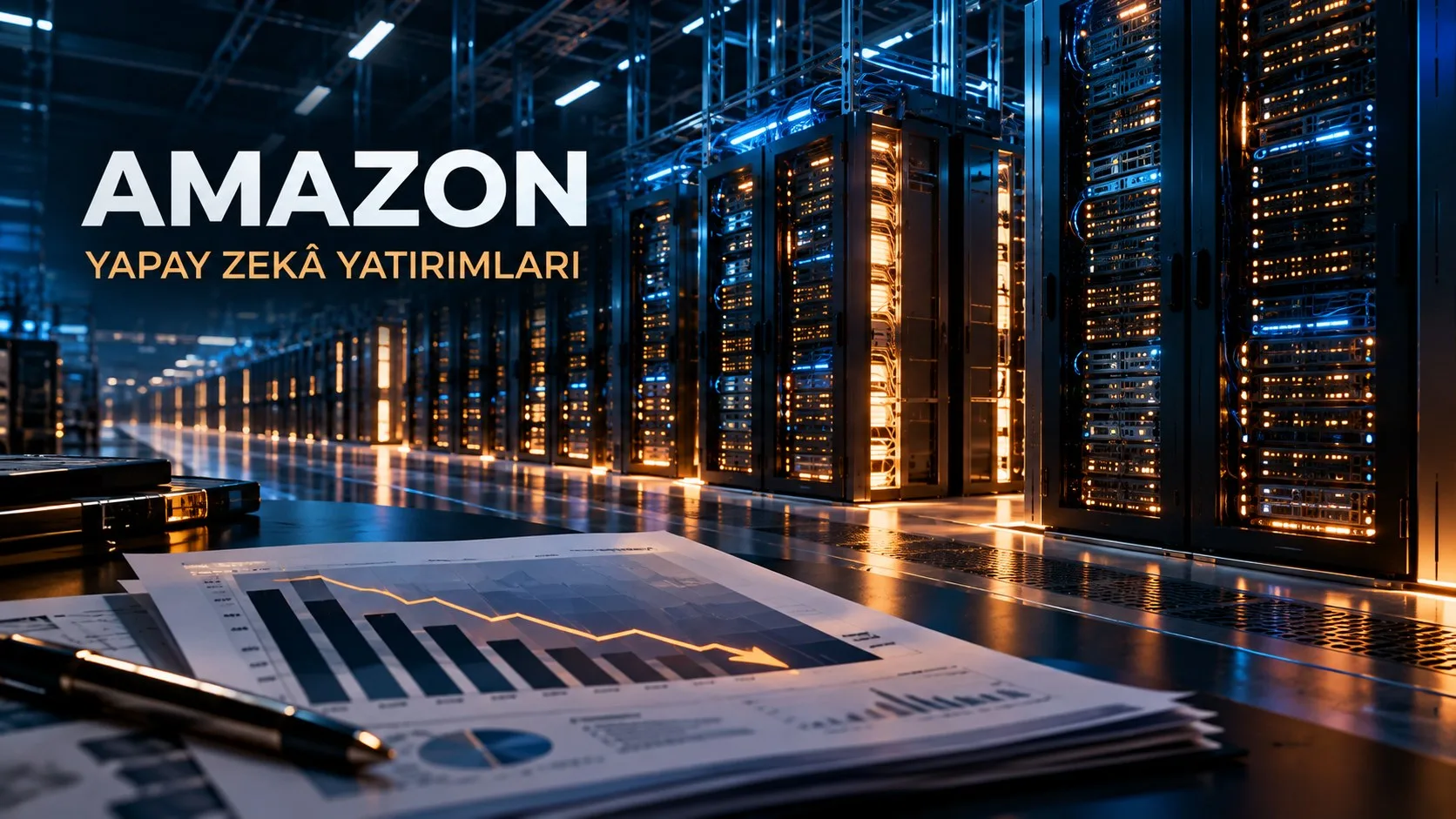 Amazon veri merkezinde sunucu rafları