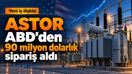 Astor Enerji’nin ABD’den aldığı 90 milyon dolarlık güç transformatörü siparişini anlatan haber görseli.