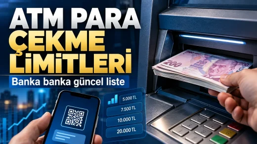 Bankaların ATM para çekme limitleri Ekim 2026 itibarıyla kart ve QR işlemlerine göre değişiyor.