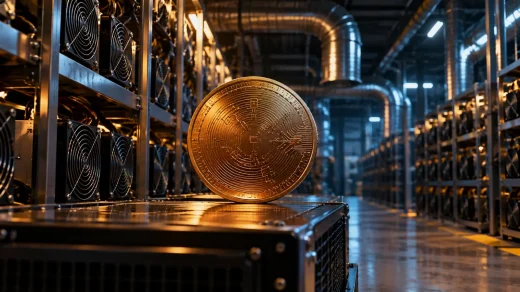 Kripto madencilik tesisinde metal dijital para