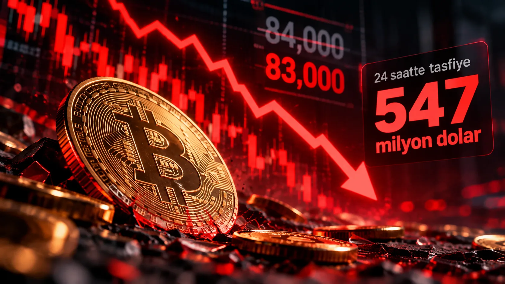 Bitcoin fiyatının 84 bin doların altına gerilemesi ve 547 milyon dolarlık kripto tasfiyesi.