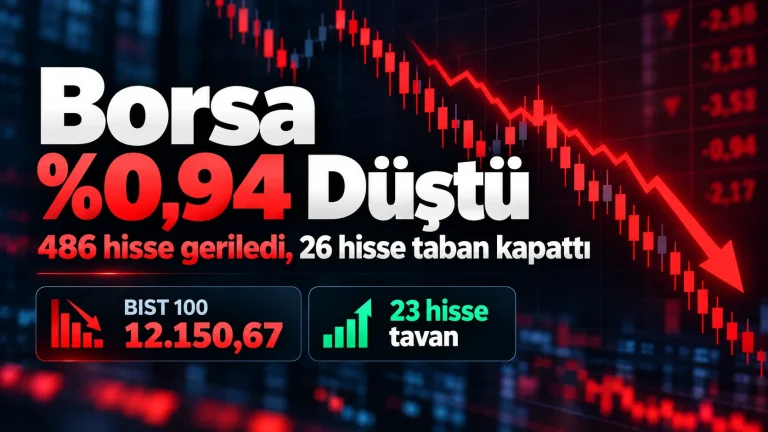 BIST 100 düştü, 486 hisse geriledi, 26 hisse günü taban kapattı