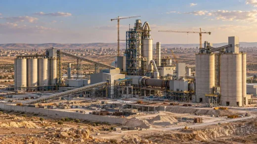 Halep’te kurulması planlanan entegre çimento fabrikasını temsil eden tesis