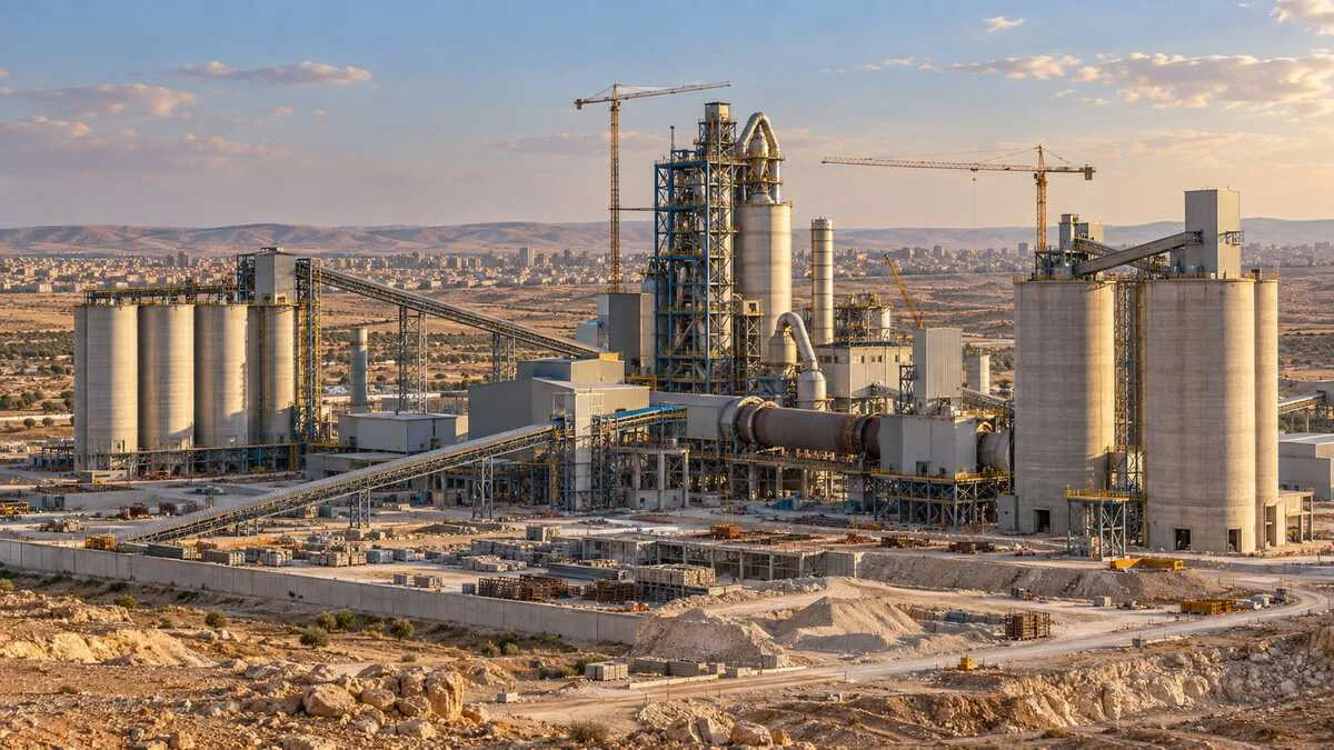 Halep’te kurulması planlanan entegre çimento fabrikasını temsil eden tesis