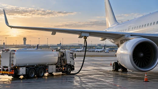 Delta uçağına havalimanında yakıt ikmali