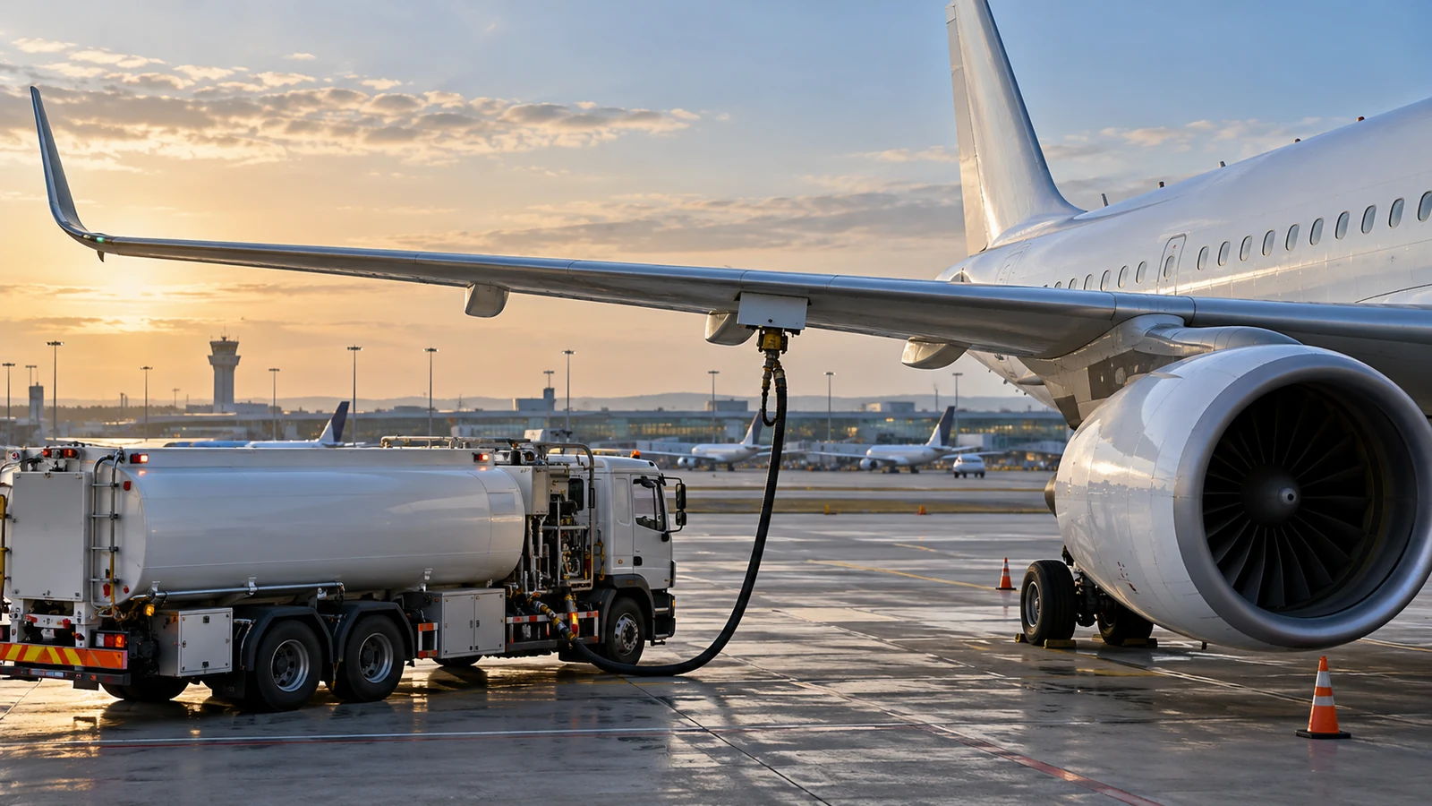 Delta uçağına havalimanında yakıt ikmali