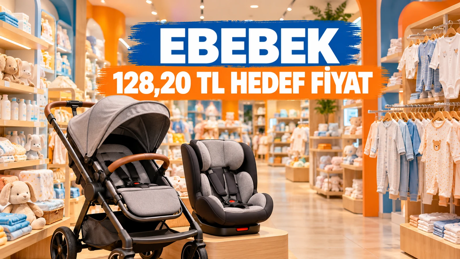 Bebek arabası, oto koltuğu ve kıyafet rafları