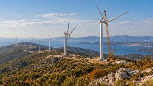 Urla RES kapasite artışını temsil eden rüzgâr türbinleri