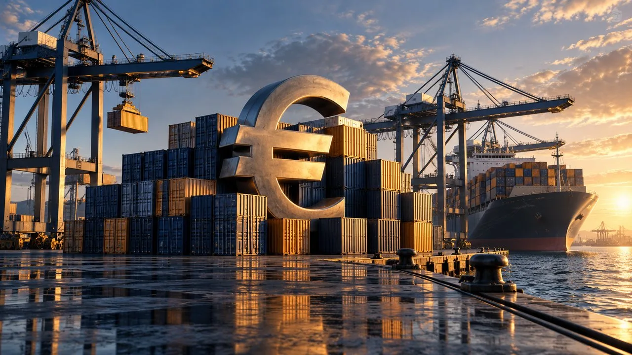Limanda konteynerler ve euro simgesi
