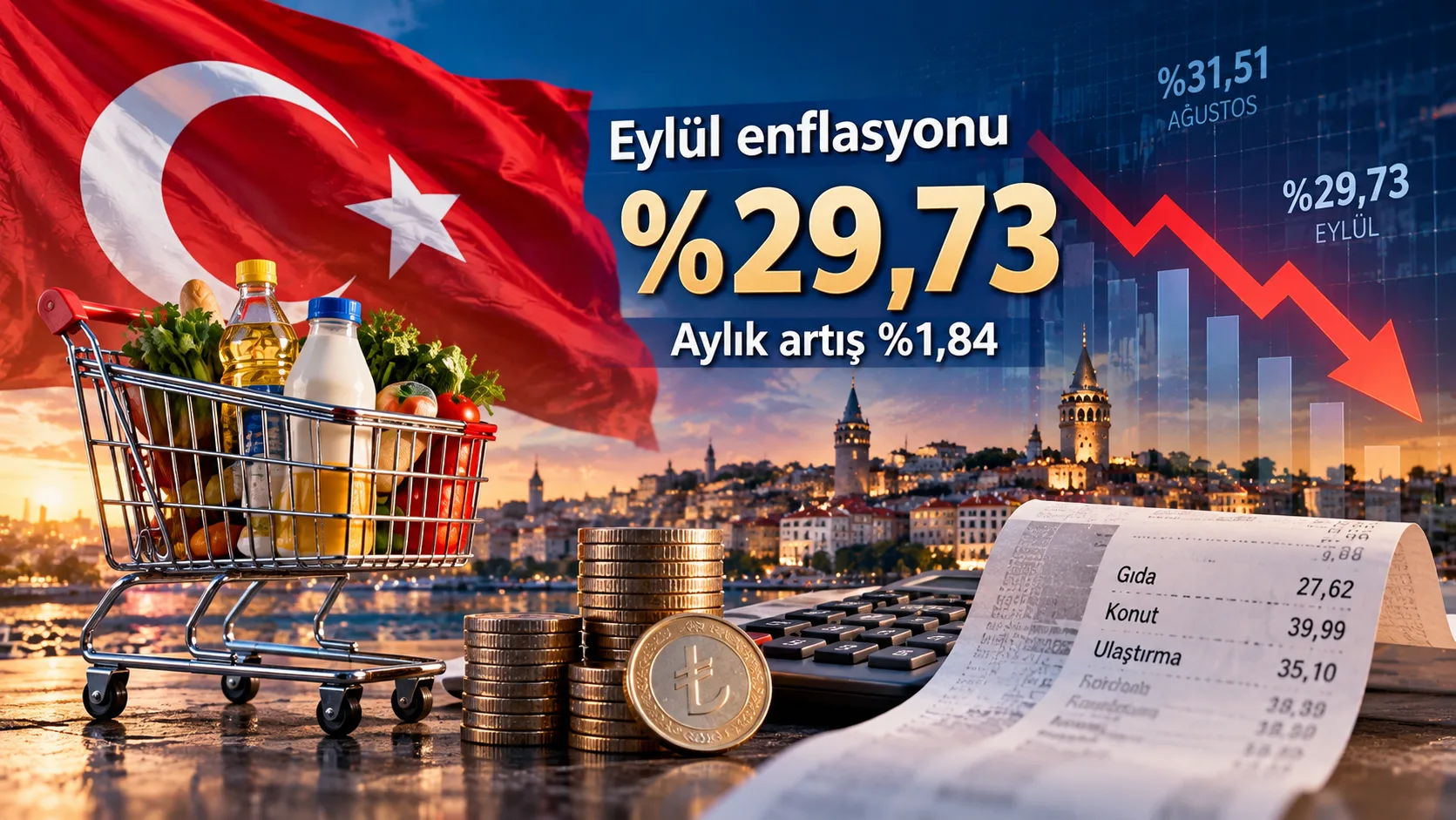 Türkiye’de yıllık enflasyon eylülde yüzde 29,73’e gerilerken aylık fiyat artışı yüzde 1,84 oldu.
