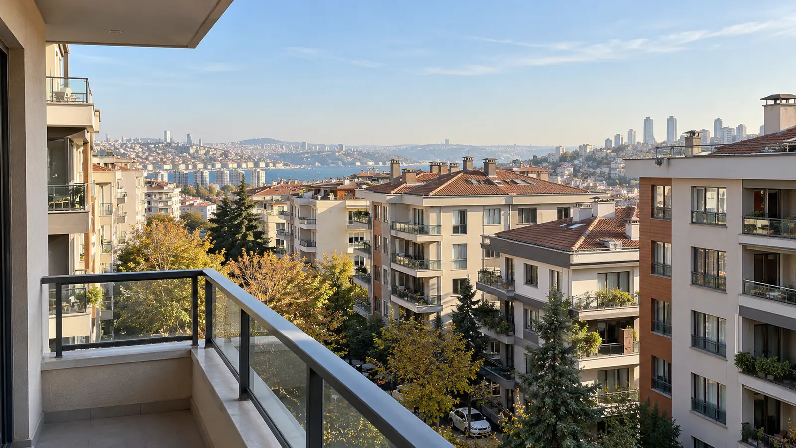 İstanbul’da balkondan görülen apartmanlar ve konut cepheleri