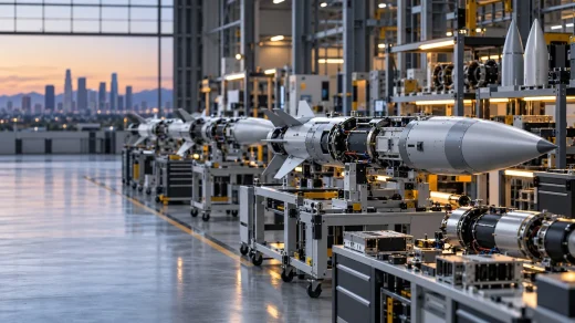 Modern savunma teknolojisi fabrikasında seri üretime hazırlanan füze önleyici prototipler