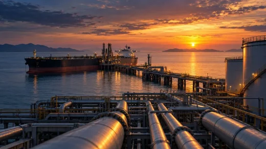 Petrol terminali açıklarında yük taşıyan tanker