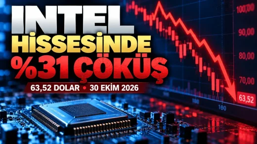 Intel hissesi yüzde 31 düşüş grafiği