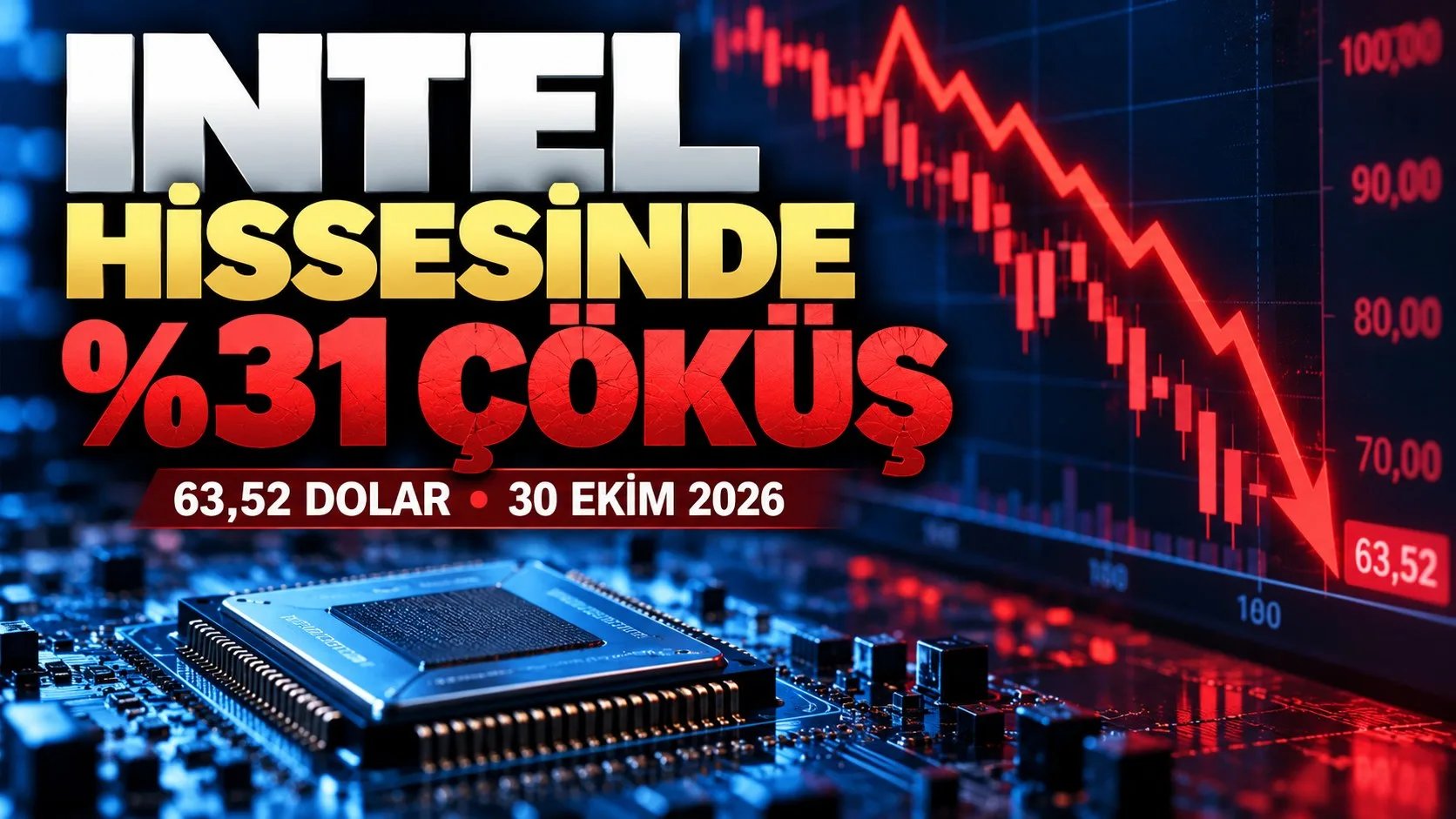 Intel hissesi yüzde 31 düşüş grafiği