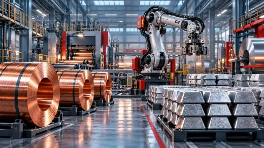 Bakır rulolar ve endüstriyel robot