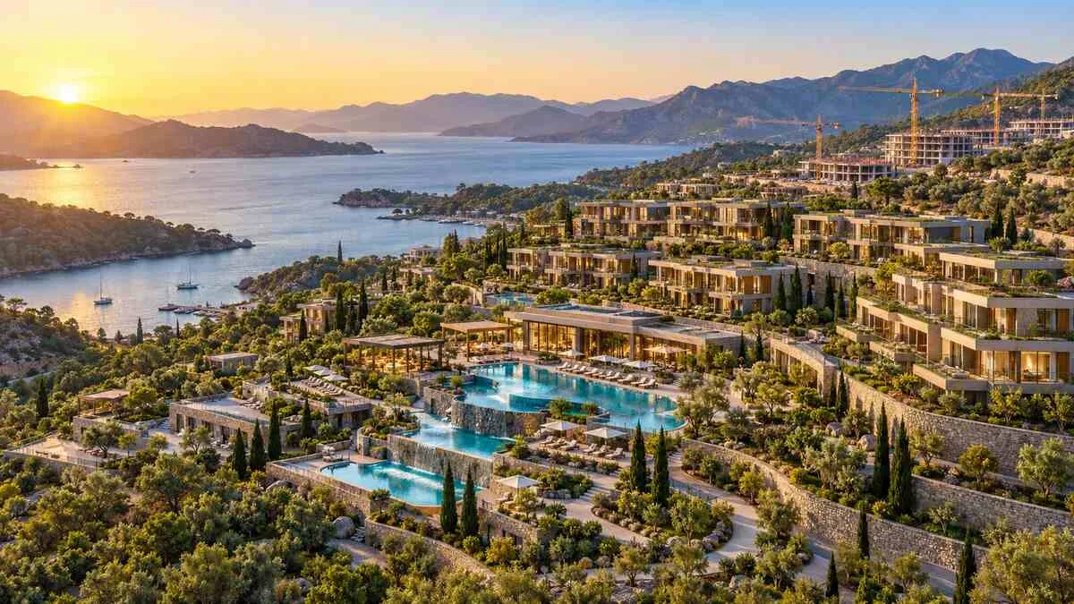 Marmaris kıyısında termal turizm tesisi ve devre mülk konutları