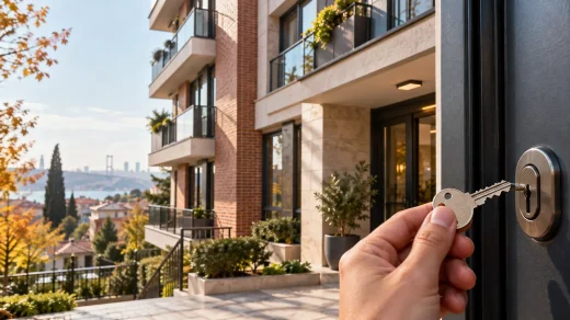 Apartman girişindeki kapı kilidinin yanında tutulan anahtar