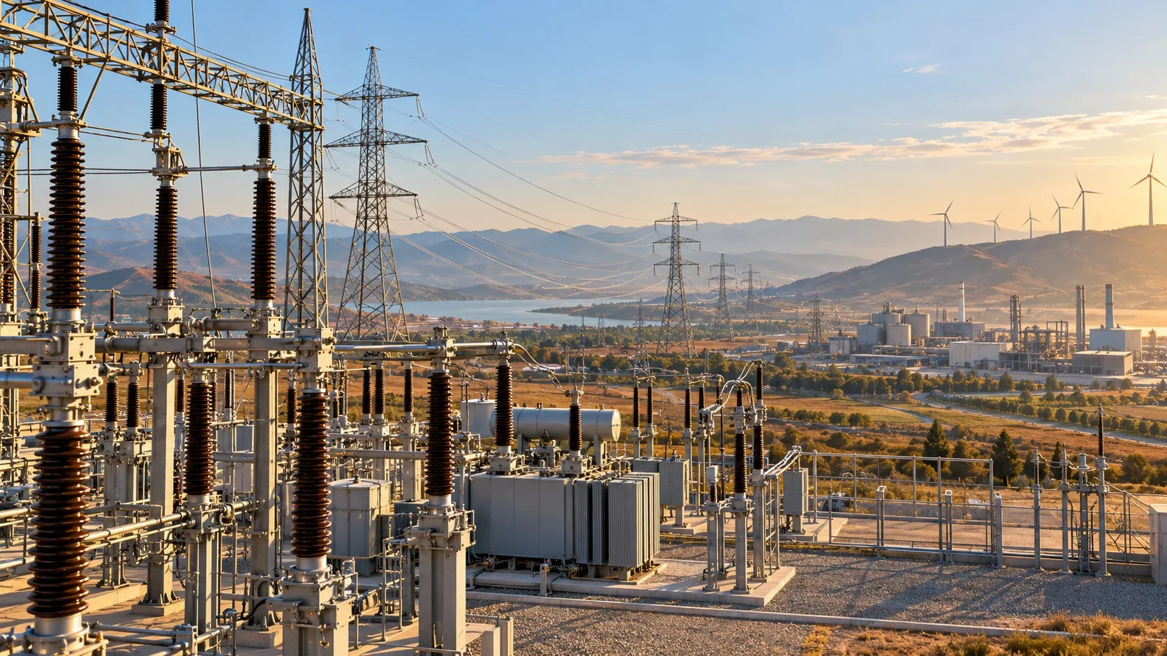 Trafo merkezi ve elektrik iletim hatları