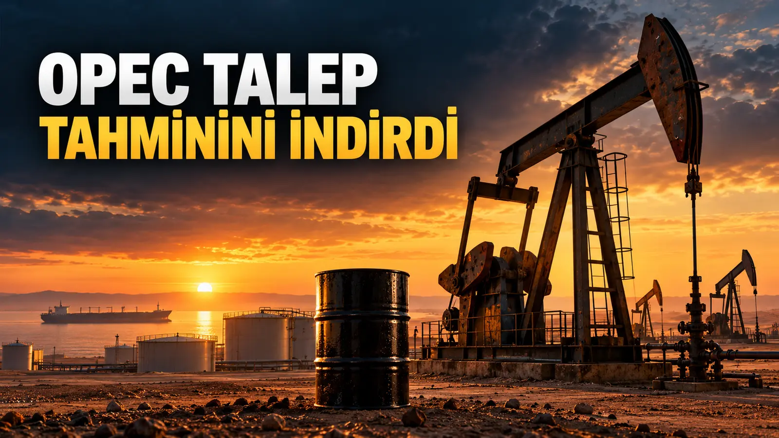 Petrol pompaları ve ham petrol varili