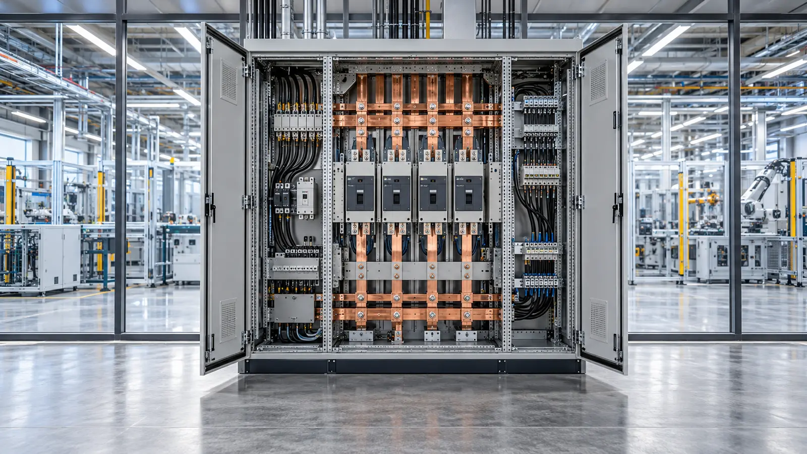 Bakır baralı elektrik dağıtım panosu ve fabrika