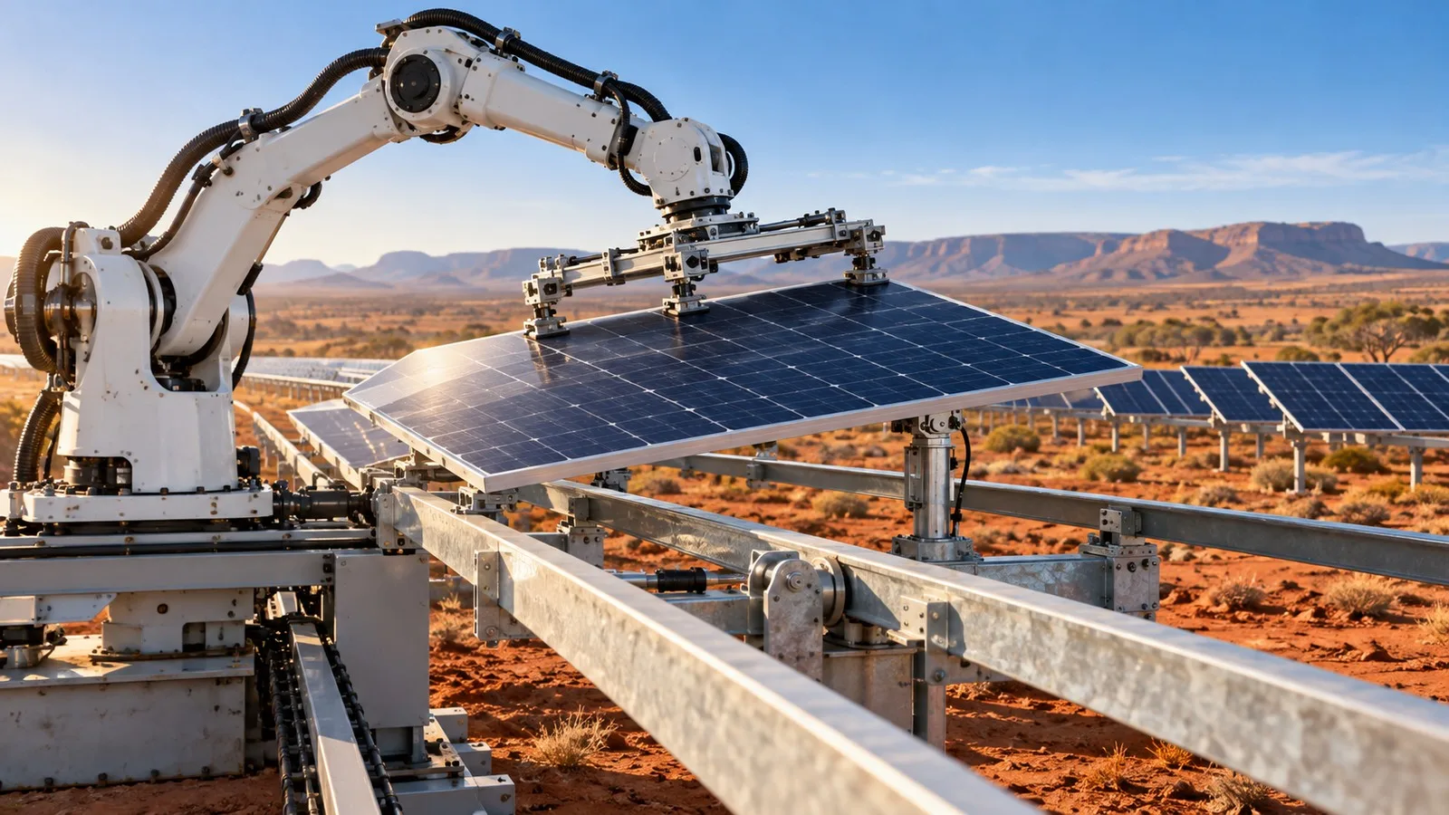 Robotik kolla güneş paneli montajı