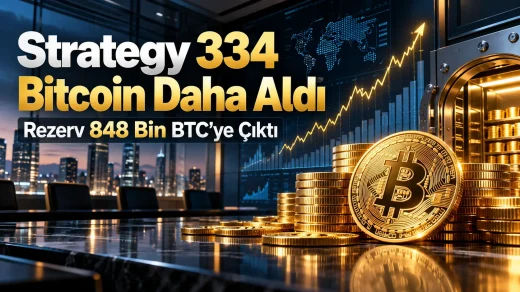 Strategy’nin 334 Bitcoin alımıyla toplam rezervinin 848 bin BTC’ye ulaşması.