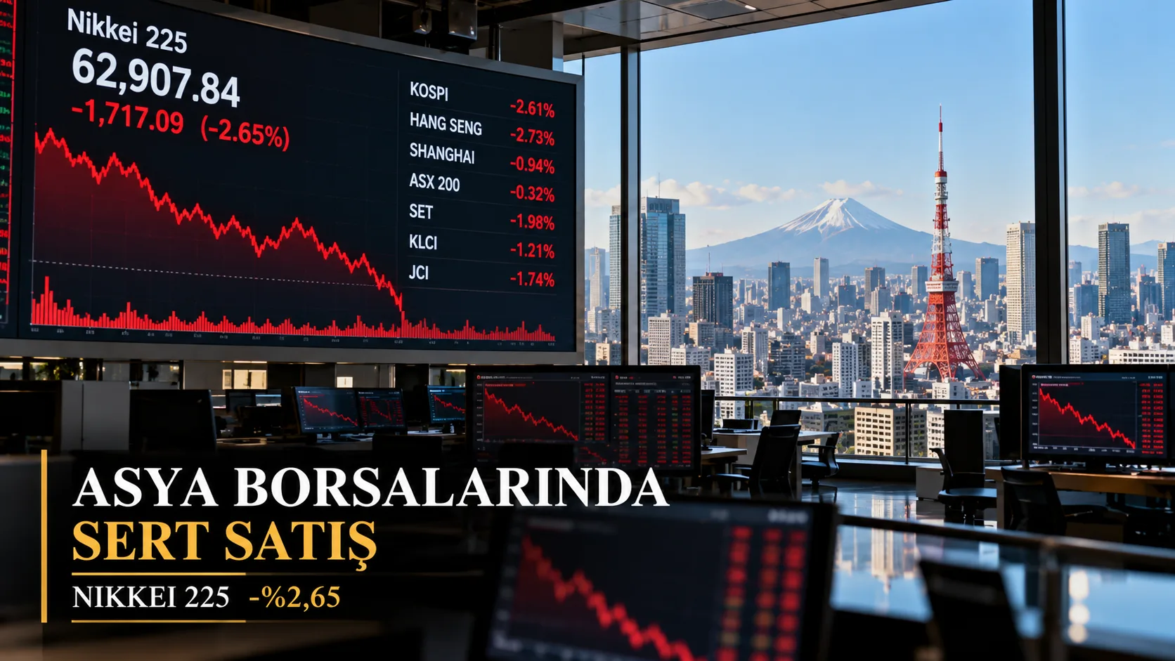 Nikkei yüzde 2,65 düştü Asya borsaları
