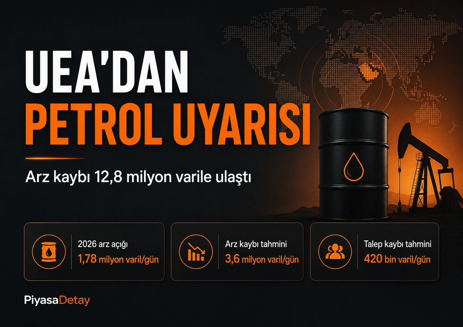 UEA raporuna göre petrol arz kaybı Şubat ayından bu yana günlük 12,8 milyon varile ulaştı